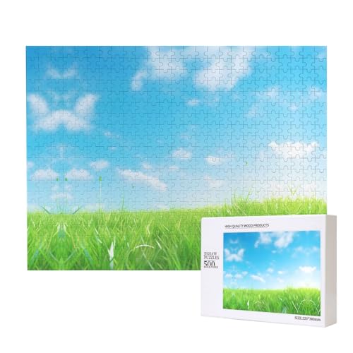 Gras-Puzzle, flach, 500 Teile, für Puzzle, Holzpuzzle für Familie, Freunde, Heimdekoration, Wandkunst, 50,4 x 38,1 cm von PHAYAH