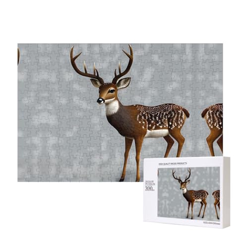 Graue Pflaume Hirsch Puzzles 300 Teile für Puzzle Holzpuzzle für Familie Freund Home Decor Wandkunst 15,7 x 27,9 cm von PHAYAH