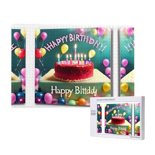 Happy Birthday Schöne Puzzles 1000 Teile für Puzzle Holzpuzzle für Familie Freund Home Decor Wandkunst 29,5 x 50 cm von PHAYAH