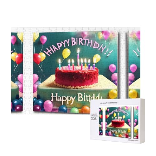 Happy Birthday Schöne Puzzles für Puzzle, Holzpuzzle für Familie, Freunde, Heimdekoration, Wandkunst, 15,7 x 27,9 cm, 300 Teile von PHAYAH