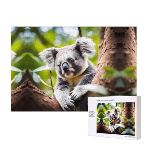 Happy Cute Koala Puzzles 300 Teile für Puzzle Holzpuzzle für Familie Freund Home Decor Wandkunst 15,7 x 27,9 cm von PHAYAH