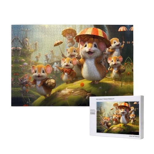 Happy Mouse Paradise Puzzle, 1000 Teile für Puzzle, Holzpuzzle für Familie, Freunde, Heimdekoration, Wandkunst, 75 x 50 cm von PHAYAH