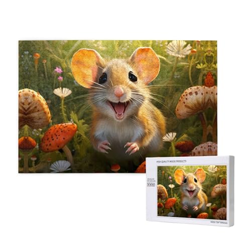 Happy Mouse Puzzles 1000 Teile für Puzzle, Holzpuzzle für Familie, Freunde, Heimdekoration, Wandkunst, 75 x 50 cm von PHAYAH