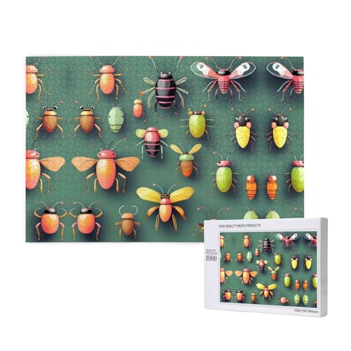 Insekten-Atlas-Puzzle, 1000 Teile für Puzzle, Holzpuzzle für Familie, Freunde, Heimdekoration, Wandkunst, 29,5 x 50 cm von PHAYAH