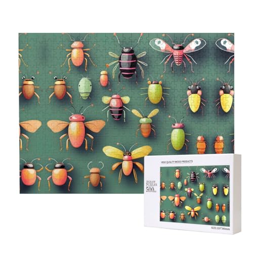 Insekten-Atlas-Puzzle, 500 Teile für Puzzle, Holzpuzzle für Familie, Freunde, Heimdekoration, Wandkunst, 20,4 x 38,1 cm von PHAYAH