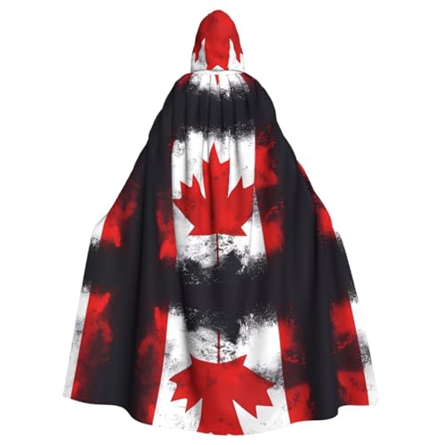 Kanadische Flagge gemusterter Kapuzenponcho Unisex Kapuzenponcho für Cosplay Halloween Kostümparty Kanadische Flagge gemusterter Kapuzenponcho Unisex Kapuzenponcho für Cosplay Halloween Kostümparty von PHAYAH