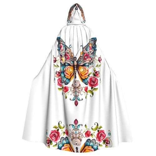 Kapuzenponcho mit Schmetterlings-Blumenmuster, Unisex, für Cosplay, Halloween, Kostümparty Kapuzenponcho mit Schmetterlings-Blumenmuster, Unisex, für Cosplay, Halloween, Kostümparty von PHAYAH