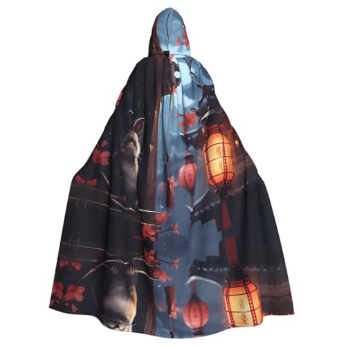 Katze am Fensterrand gemusterter Kapuzenponcho Unisex Kapuzenponcho für Cosplay, Halloween, Kostümparty Katze am Fensterrand gemusterter Kapuzenponcho Unisex Kapuzenponcho für Cosplay, Halloween, Kostümparty von PHAYAH