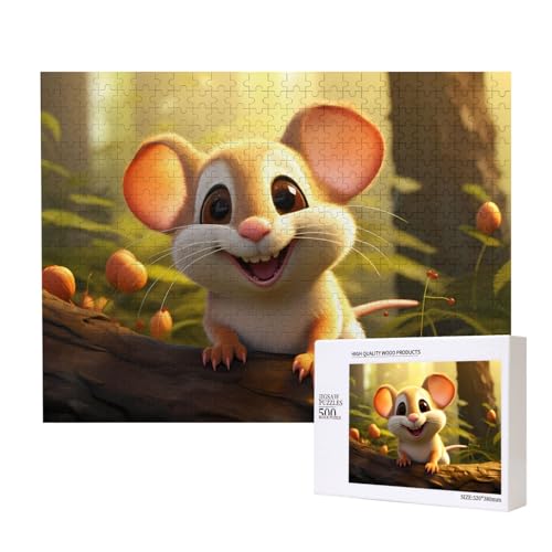 Lachende Maus Puzzles 500 Teile für Puzzle Holzpuzzle für Familie Freund Home Decor Wandkunst 50,4 x 38,1 cm von PHAYAH