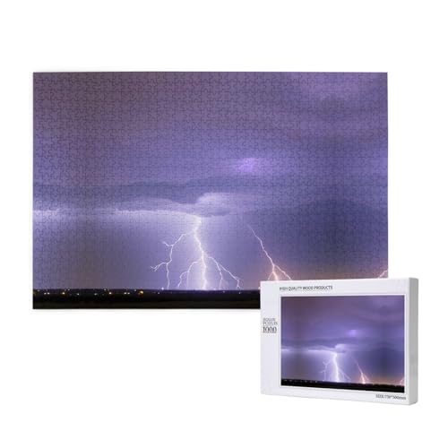 Lightning Storm Puzzles 1000 Teile für Puzzle, Holzpuzzle für Familie, Freunde, Heimdekoration, Wandkunst, 29,5 x 50 cm von PHAYAH