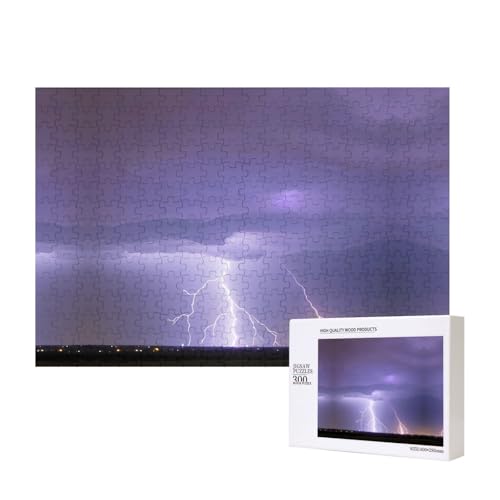 Lightning Storm Puzzles 300 Teile für Puzzle, Holzpuzzle für Familie, Freunde, Heimdekoration, Wandkunst, 15,7 x 27,9 cm von PHAYAH