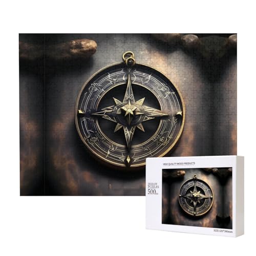 Magical Design Norse Runen Kompass Puzzles 500 Teile für Puzzle Holzpuzzle für Familie Freund Home Decor Wandkunst 20,4 x 38,1 cm von PHAYAH