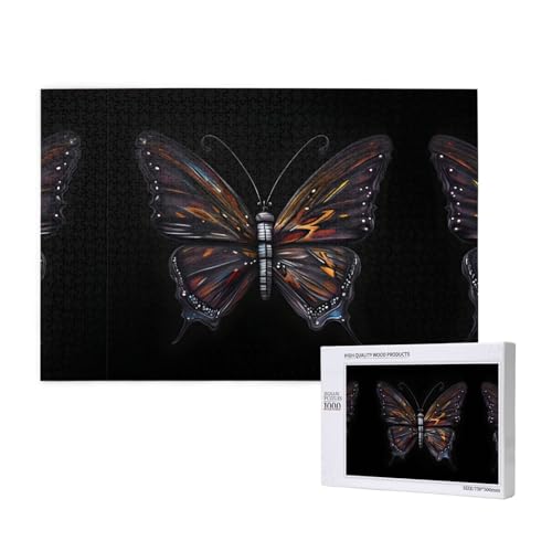 Mystery Butterfly Puzzle, 1000 Teile für Puzzle, Holzpuzzle für Familie, Freunde, Heimdekoration, Wandkunst, 29,5 x 50 cm von PHAYAH