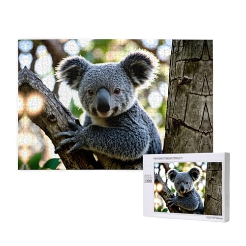 Niedliches Koala-Puzzle, 1000 Teile für Puzzle, Holzpuzzle für Familie, Freunde, Heimdekoration, Wandkunst, 75 x 50 cm von PHAYAH