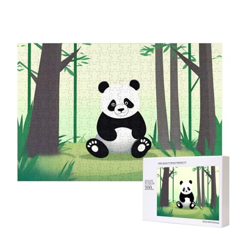 Niedliches Panda-Puzzle, 300 Teile für Puzzle, Holzpuzzle für Familie, Freunde, Heimdekoration, Wandkunst, 39 x 27 cm von PHAYAH