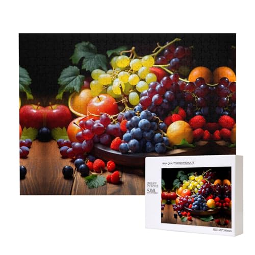 Obststapel-Puzzle, 500 Teile für Puzzle, Holzpuzzle für Familie, Freunde, Heimdekoration, Wandkunst, 50,4 x 38,1 cm von PHAYAH