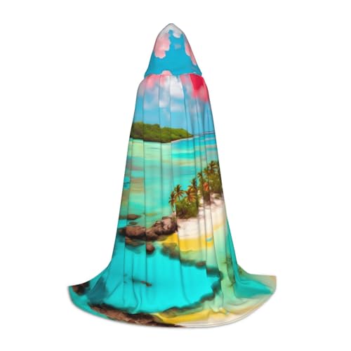 PHAYAH Caribbean Scenery Pattern Hooded Poncho Unisex Christmas Hoodie For Cosplay Halloween Costume Party Maskerade S PHAYAH Caribbean Scenery Pattern Hooded Poncho Unisex Christmas Hoodie For Cosplay Halloween Costume Party Maskerade S von PHAYAH