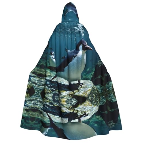 PHAYAH Cooles Fisch-Pinguin-Halloween-Kostüm mit Kapuze für Erwachsene, für Damen, Herren, Halloween, Verkleidung, Party, Cosplay-Kostüme von PHAYAH