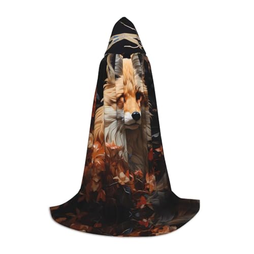 PHAYAH Kapuzenponcho mit Fuchs- und Blumenmuster, Unisex, Weihnachts-Kapuzenpullover für Cosplay, Halloween, Kostüm, Party, Maskerade, Größe S PHAYAH Kapuzenponcho mit Fuchs- und Blumenmuster, Unisex, Weihnachts-Kapuzenpullover für Cosplay, Halloween, Kostüm, Party, Maskerade, Größe S von PHAYAH