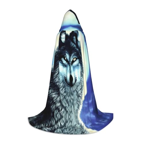 PHAYAH Kapuzenponcho mit Wolfsmuster, Unisex, Weihnachts-Kapuzenpullover für Cosplay, Halloween, Kostüm, Party, Maskerade, Größe L PHAYAH Kapuzenponcho mit Wolfsmuster, Unisex, Weihnachts-Kapuzenpullover für Cosplay, Halloween, Kostüm, Party, Maskerade, Größe L von PHAYAH