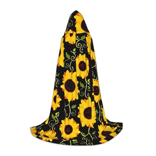 PHAYAH Kapuzenponcho mit süßem Sonnenblumenmuster, Unisex, Weihnachts-Kapuzenpullover für Cosplay, Halloween, Kostüm, Party, Maskerade, Größe L PHAYAH Kapuzenponcho mit süßem Sonnenblumenmuster, Unisex, Weihnachts-Kapuzenpullover für Cosplay, Halloween, Kostüm, Party, Maskerade, Größe L von PHAYAH