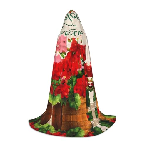 PHAYAH Kapuzenumhang mit rotem Geranien-Muster, für Erwachsene, Maskerade, Cosplay, Halloween, Hexenumhang, Weihnachten, Party, Robe, Größe L PHAYAH Kapuzenumhang mit rotem Geranien-Muster, für Erwachsene, Maskerade, Cosplay, Halloween, Hexenumhang, Weihnachten, Party, Robe, Größe L von PHAYAH