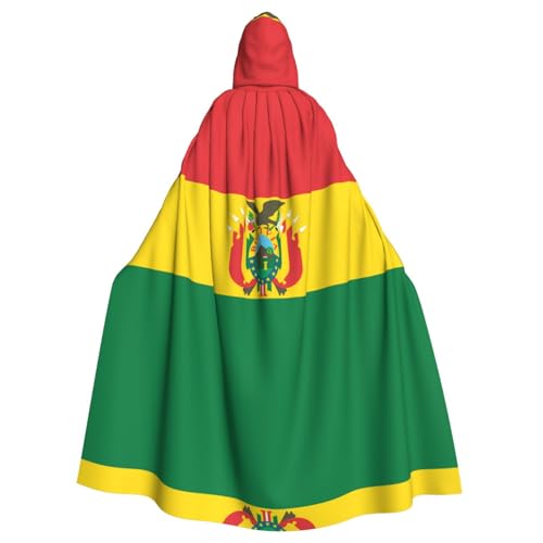 PHAYAH Langer Kapuzenumhang mit Flagge von Bolivien, Polyester, Hexe, Halloween-Kostüme für Cosplay, Kostüm für Damen und Herren PHAYAH Langer Kapuzenumhang mit Flagge von Bolivien, Polyester, Hexe, Halloween-Kostüme für Cosplay, Kostüm für Damen und Herren von PHAYAH
