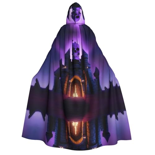 PHAYAH Lila Totenkopf Halloween Erwachsene Kapuzenumhang Kapuzenmantel Damen Herren Halloween Dress Up Party Cosplay Kostüme von PHAYAH