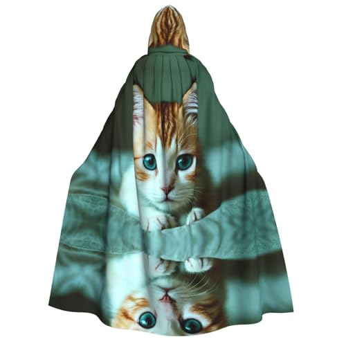 PHAYAH Sad Kitten Halloween Erwachsene Kapuzenumhang Kapuzenmantel Damen Herren Halloween Dress Up Party Cosplay Kostüme von PHAYAH