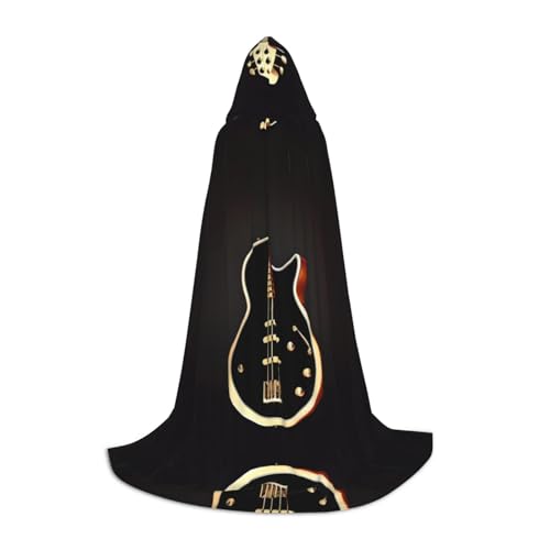 PHAYAH Schwarzer Kapuzenponcho mit Gitarrenmuster, Unisex, Weihnachts-Kapuzenpullover für Cosplay, Halloween, Kostüm, Party, Maskerade, Größe L PHAYAH Schwarzer Kapuzenponcho mit Gitarrenmuster, Unisex, Weihnachts-Kapuzenpullover für Cosplay, Halloween, Kostüm, Party, Maskerade, Größe L von PHAYAH