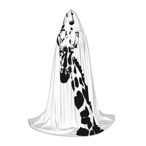PHAYAH Schwarzer und weißer Kapuzenponcho mit Giraffenmuster, Unisex, Weihnachts-Kapuzenpullover für Cosplay, Halloween, Kostüm, Party, Maskerade, Größe L PHAYAH Schwarzer und weißer Kapuzenponcho mit Giraffenmuster, Unisex, Weihnachts-Kapuzenpullover für Cosplay, Halloween, Kostüm, Party, Maskerade, Größe L von PHAYAH