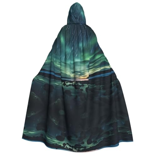 PHAYAH Sea Under The Aurora Borealis Halloween Erwachsene Kapuzenumhang Kapuzenmantel Damen Herren Halloween Dress Up Party Cosplay Kostüme von PHAYAH