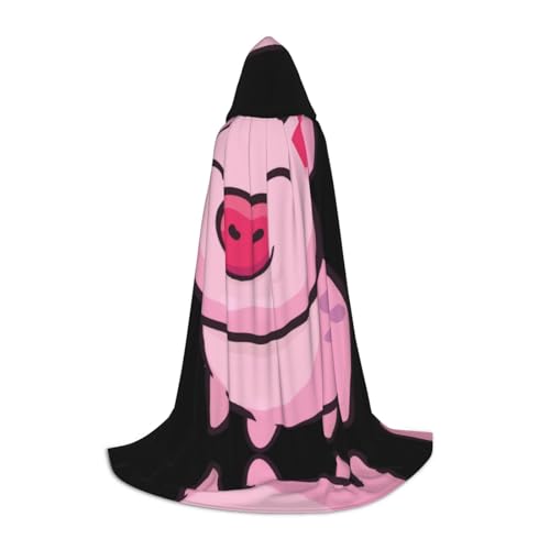 PHAYAH Smile Pink Pig Pattern Halloween Adult Hooded Robe Cape, Women'S Mens Halloween Dress Up Party Cosplay Costumes M PHAYAH Smile Pink Pig Pattern Halloween Adult Hooded Robe Cape, Women'S Mens Halloween Dress Up Party Cosplay Costumes M von PHAYAH