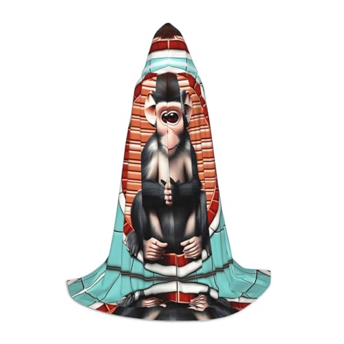 PHAYAH The Silent Monkey Pattern Hooded Poncho Unisex Christmas Hoodie For Cosplay Halloween Costume Party Maskerade L PHAYAH The Silent Monkey Pattern Hooded Poncho Unisex Christmas Hoodie For Cosplay Halloween Costume Party Maskerade L von PHAYAH