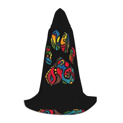 PHAYAH Umhang mit Kapuze für Erwachsene, buntes Pfotenmuster, für Maskerade, Cosplay, Halloween, Hexenumhang, Weihnachten, Party, Robe, Größe M PHAYAH Umhang mit Kapuze für Erwachsene, buntes Pfotenmuster, für Maskerade, Cosplay, Halloween, Hexenumhang, Weihnachten, Party, Robe, Größe M von PHAYAH