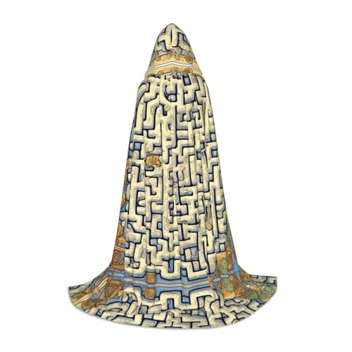 PHAYAH Umhang mit Kapuze und Labyrinth-Schatzkarten-Motiv, Hexe, Halloween-Kostüme für Cosplay, Kostüm, Maskerade, für Damen und Herren, Größe L PHAYAH Umhang mit Kapuze und Labyrinth-Schatzkarten-Motiv, Hexe, Halloween-Kostüme für Cosplay, Kostüm, Maskerade, für Damen und Herren, Größe L von PHAYAH