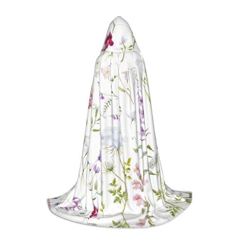 PHAYAH Wasserfarben-Blumenmuster, Halloween, Erwachsenen-Bademantel mit Kapuze, für Damen, Herren, Halloween, Party, Cosplay, Kostüme, Größe S PHAYAH Wasserfarben-Blumenmuster, Halloween, Erwachsenen-Bademantel mit Kapuze, für Damen, Herren, Halloween, Party, Cosplay, Kostüme, Größe S von PHAYAH