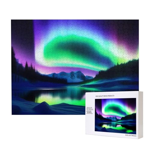 Phayah 500 Teile Erwachsenenpuzzle Kinder Holzpuzzle Spielzeug Kit Wohnkultur 52 x 38 cm Aurora im Nachthimmel Muster Phayah 500 Teile Erwachsenenpuzzle Kinder Holzpuzzle Spielzeug Kit Wohnkultur 52 x 38 cm Aurora im Nachthimmel Muster von PHAYAH