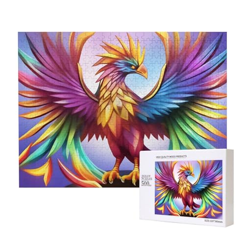 Phayah Farbiges Kristall-Puzzle, Phoenix-Puzzle, 500 Teile, für Puzzle, Holzpuzzle für Familie, Freunde, Heimdekoration, Wandkunst, 500 x 38 cm Phayah Farbiges Kristall-Puzzle, Phoenix-Puzzle, 500 Teile, für Puzzle, Holzpuzzle für Familie, Freunde, Heimdekoration, Wandkunst, 500 x 38 cm von PHAYAH