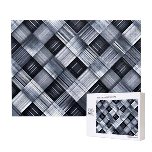 Phayah Grau-weiß kariertes Stoffpuzzle, 500 Teile, für Puzzle, Holzpuzzle für Familie, Freunde, Heimdekoration, Wandkunst, 500 x 38 cm Phayah Grau-weiß kariertes Stoffpuzzle, 500 Teile, für Puzzle, Holzpuzzle für Familie, Freunde, Heimdekoration, Wandkunst, 500 x 38 cm von PHAYAH