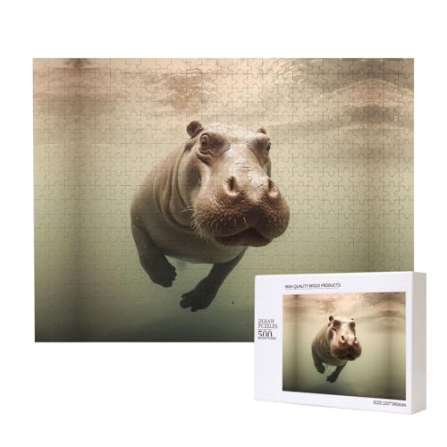 Phayah Hippo Puzzles 500 Teile für Puzzle, Holzpuzzle für Familie und Freunde, Heimdekoration, Wandkunst, 50 x 38 cm Phayah Hippo Puzzles 500 Teile für Puzzle, Holzpuzzle für Familie und Freunde, Heimdekoration, Wandkunst, 50 x 38 cm von PHAYAH