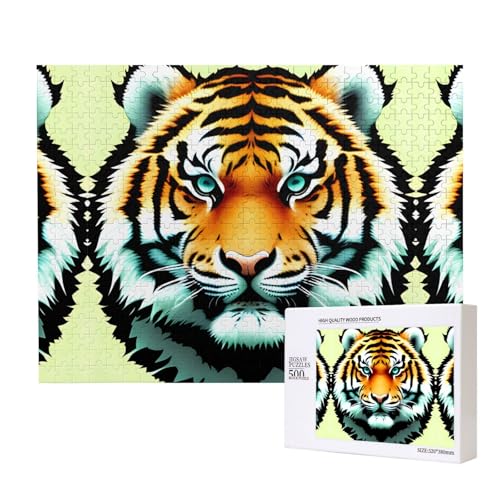 Phayah Little Fat Tiger Head Puzzles 500 Teile für Puzzle, Holzpuzzle für Familie, Freunde, Heimdekoration, Wandkunst, 20,4 x 38,1 cm Phayah Little Fat Tiger Head Puzzles 500 Teile für Puzzle, Holzpuzzle für Familie, Freunde, Heimdekoration, Wandkunst, 20,4 x 38,1 cm von PHAYAH