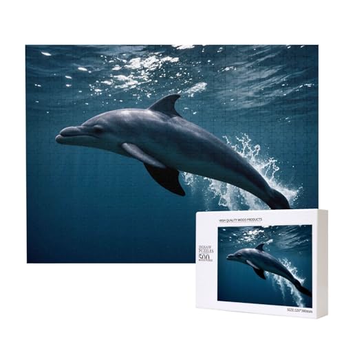 Phayah Meerestier-Delfin-Puzzle, 500 Teile für Puzzle, Holzpuzzle für Familie, Freunde, Heimdekoration, Wandkunst, 500 x 38 cm Phayah Meerestier-Delfin-Puzzle, 500 Teile für Puzzle, Holzpuzzle für Familie, Freunde, Heimdekoration, Wandkunst, 500 x 38 cm von PHAYAH