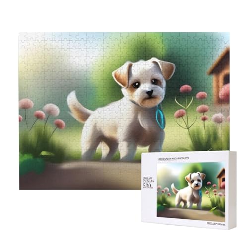 Phayah Niedliches Welpen-Puzzle, 500 Teile für Puzzle, Holzpuzzle für Familie, Freunde, Heimdekoration, Wandkunst, 50,4 x 38,1 cm Phayah Niedliches Welpen-Puzzle, 500 Teile für Puzzle, Holzpuzzle für Familie, Freunde, Heimdekoration, Wandkunst, 50,4 x 38,1 cm von PHAYAH