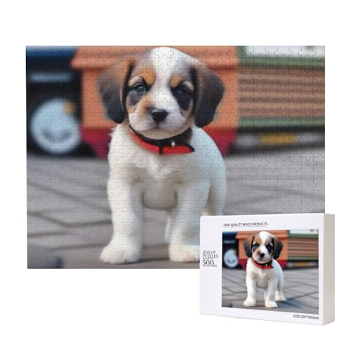 Phayah Niedliches weißes Welpen-Puzzle, 500 Teile, für Puzzle, Holzpuzzle für Familie, Freunde, Heimdekoration, Wandkunst, 50,4 x 38,1 cm Phayah Niedliches weißes Welpen-Puzzle, 500 Teile, für Puzzle, Holzpuzzle für Familie, Freunde, Heimdekoration, Wandkunst, 50,4 x 38,1 cm von PHAYAH