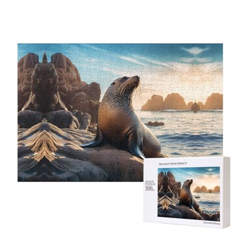 Phayah Puzzle "Seelöwe auf den Felsen", 300 Teile für Puzzle, Holzpuzzle für Familie, Freunde, Heimdekoration, Wandkunst, 39 x 27 cm Phayah Puzzle "Seelöwe auf den Felsen", 300 Teile für Puzzle, Holzpuzzle für Familie, Freunde, Heimdekoration, Wandkunst, 39 x 27 cm von PHAYAH