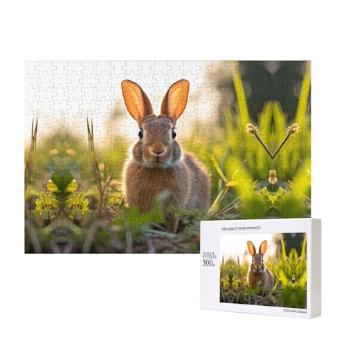 Phayah Puzzle mit Hasen im Gras, 300 Teile, Holzpuzzle für Familie, Freunde, Heimdekoration, Wandkunst, 39 x 28 cm Phayah Puzzle mit Hasen im Gras, 300 Teile, Holzpuzzle für Familie, Freunde, Heimdekoration, Wandkunst, 39 x 28 cm von PHAYAH