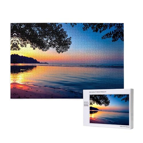 Phayah Puzzle mit Sonnenuntergang am Strand, 1000 Teile, Holzpuzzle für Familie, Freunde, Heimdekoration, Wandkunst, 75 x 50 cm Phayah Puzzle mit Sonnenuntergang am Strand, 1000 Teile, Holzpuzzle für Familie, Freunde, Heimdekoration, Wandkunst, 75 x 50 cm von PHAYAH