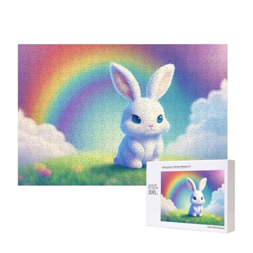 Phayah Regenbogen- und Kaninchen-Puzzle, 300 Teile, für Puzzle, Holzpuzzle für Familie, Freunde, Heimdekoration, Wandkunst, 39 x 27 cm Phayah Regenbogen- und Kaninchen-Puzzle, 300 Teile, für Puzzle, Holzpuzzle für Familie, Freunde, Heimdekoration, Wandkunst, 39 x 27 cm von PHAYAH