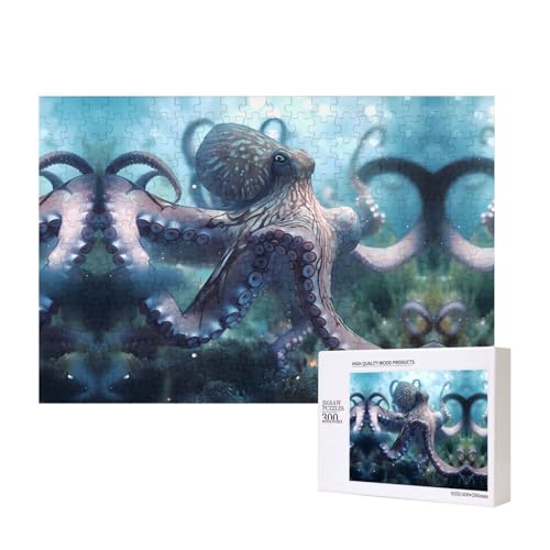 Phayah Riesiges Oktopus-Puzzle, 300 Teile für Puzzle, Holzpuzzle für Familie, Freunde, Heimdekoration, Wandkunst, 39,9 x 27,9 cm Phayah Riesiges Oktopus-Puzzle, 300 Teile für Puzzle, Holzpuzzle für Familie, Freunde, Heimdekoration, Wandkunst, 39,9 x 27,9 cm von PHAYAH